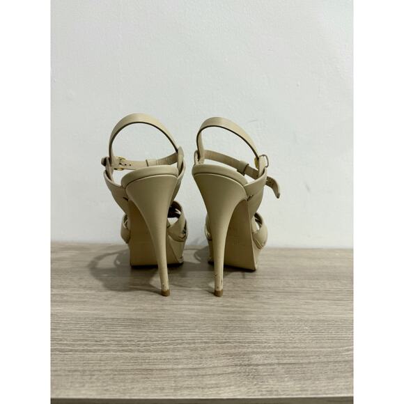 Yves Saint Laurent Tribute Leather Platform Sandals Light Beige Women's 38.5/8.5 - Picture 4 of 6